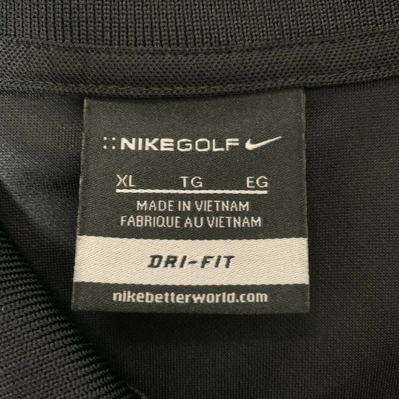 Nike Dri Fit Mens XL Black Polo Golf Shirt White Swoosh In Range Alaska Logo - Picture 8 of 10